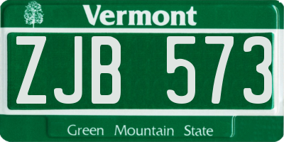 VT license plate ZJB573