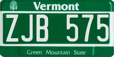 VT license plate ZJB575