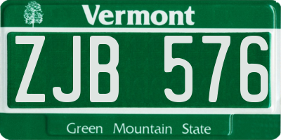 VT license plate ZJB576