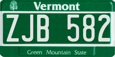 VT license plate ZJB582