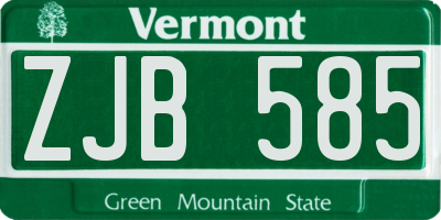 VT license plate ZJB585