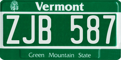 VT license plate ZJB587