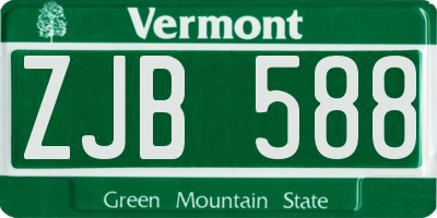 VT license plate ZJB588