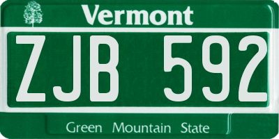 VT license plate ZJB592