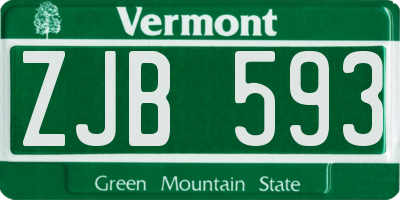 VT license plate ZJB593