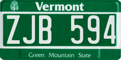 VT license plate ZJB594