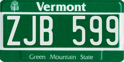 VT license plate ZJB599
