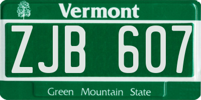 VT license plate ZJB607