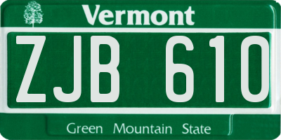 VT license plate ZJB610