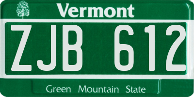 VT license plate ZJB612