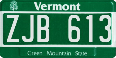 VT license plate ZJB613
