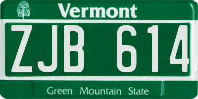 VT license plate ZJB614