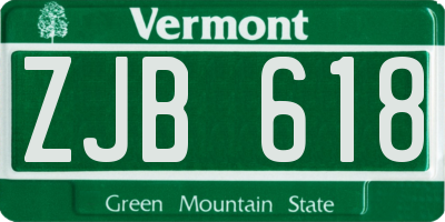 VT license plate ZJB618