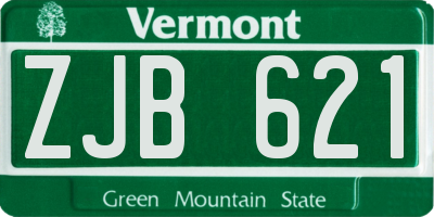 VT license plate ZJB621