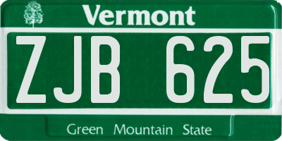 VT license plate ZJB625