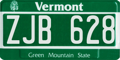 VT license plate ZJB628