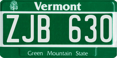 VT license plate ZJB630