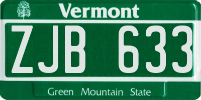 VT license plate ZJB633