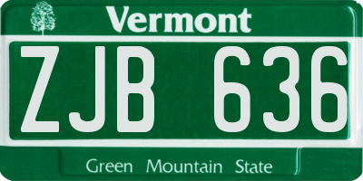 VT license plate ZJB636
