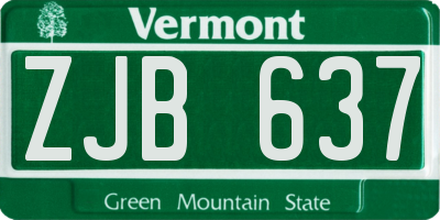 VT license plate ZJB637