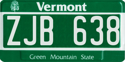 VT license plate ZJB638
