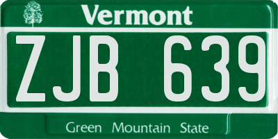 VT license plate ZJB639