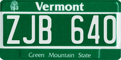 VT license plate ZJB640