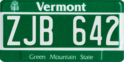 VT license plate ZJB642