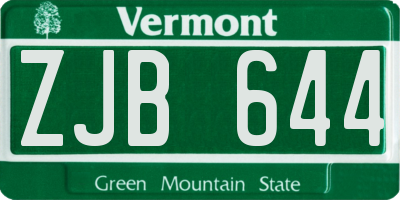 VT license plate ZJB644