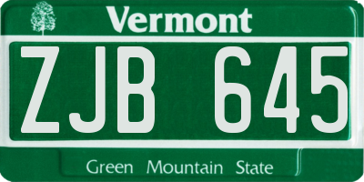 VT license plate ZJB645