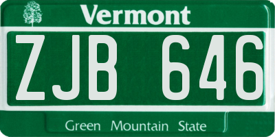 VT license plate ZJB646