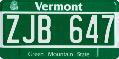 VT license plate ZJB647