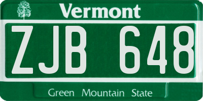 VT license plate ZJB648