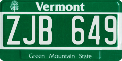 VT license plate ZJB649
