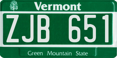 VT license plate ZJB651