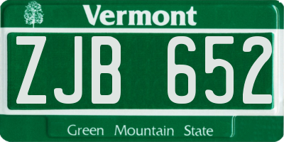 VT license plate ZJB652