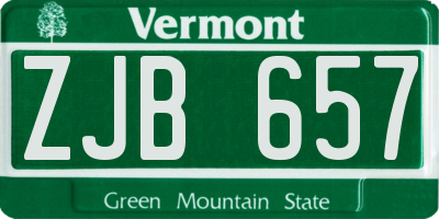 VT license plate ZJB657