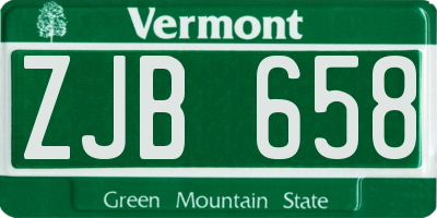 VT license plate ZJB658