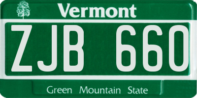 VT license plate ZJB660