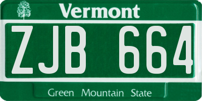 VT license plate ZJB664