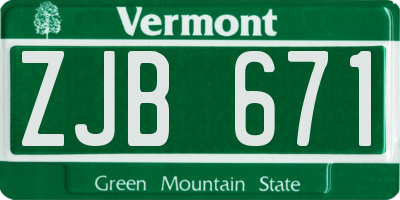 VT license plate ZJB671