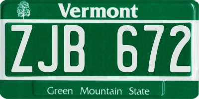 VT license plate ZJB672