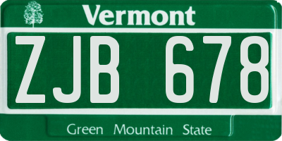 VT license plate ZJB678
