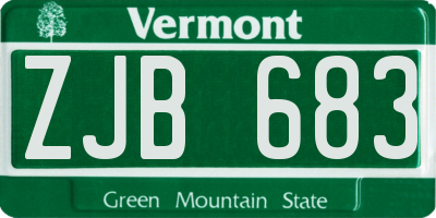 VT license plate ZJB683