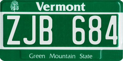 VT license plate ZJB684