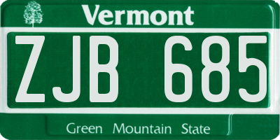 VT license plate ZJB685