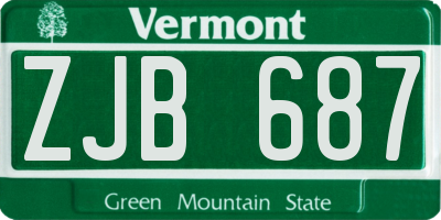 VT license plate ZJB687