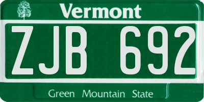 VT license plate ZJB692