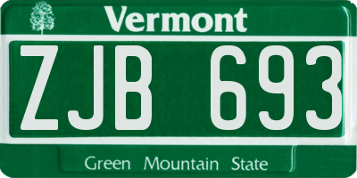 VT license plate ZJB693