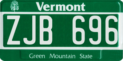 VT license plate ZJB696